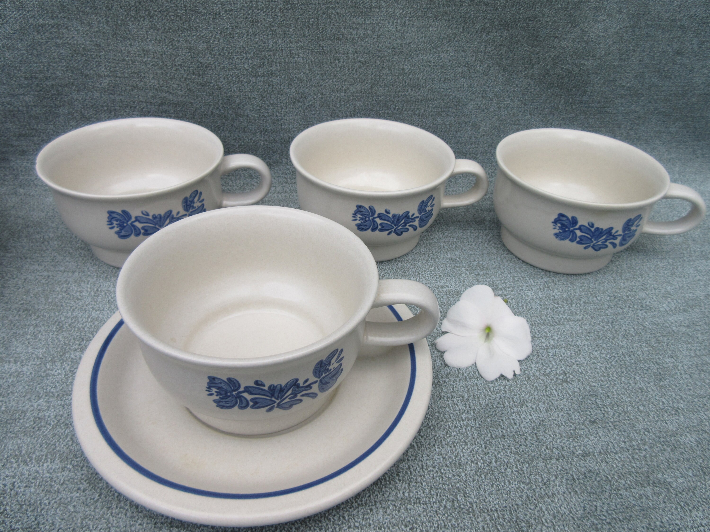 Service of 4 Pfaltzgraff Yorktown stoneware blue pattern place Etsy