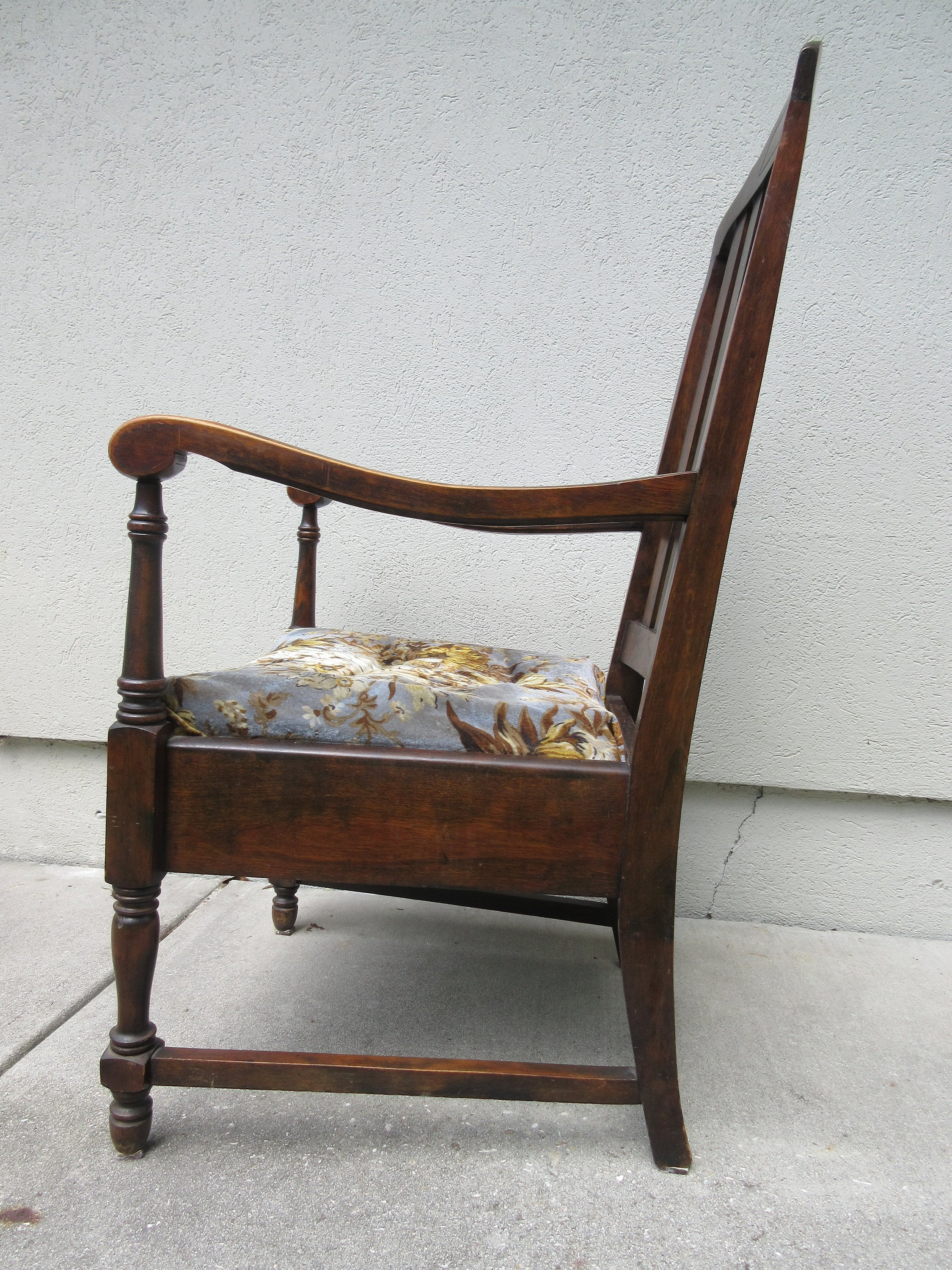 Antique Arm Chair Solid Heavy Wood Style Vintage Spindled