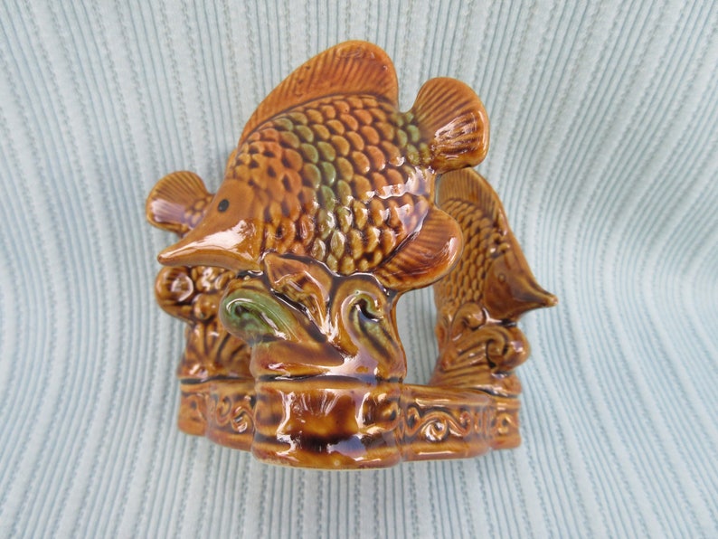 Candle holder tropical fish Vintage glazed ceramic pillar or Etsy