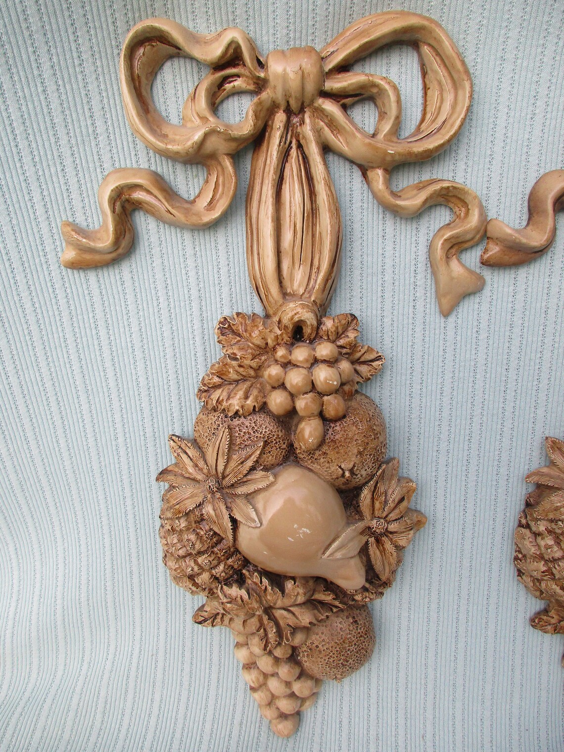 Unusual Vintage 16 Resin Fruit Wall Hanging Set Bow Etsy