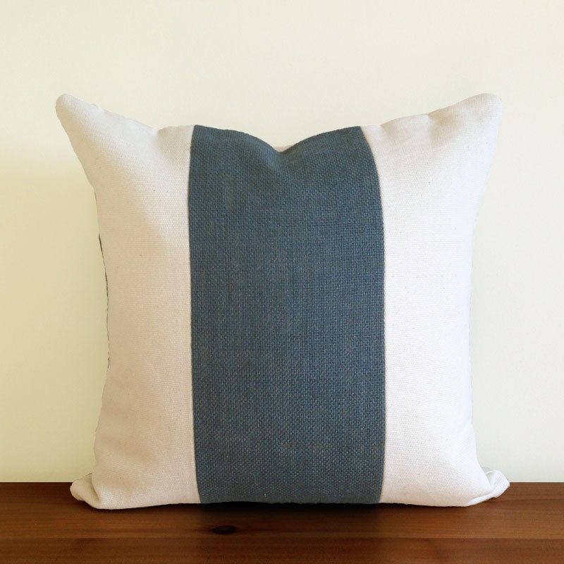Blue Burlap and Cotton Duck Canvas Pillow Covers 16x16 Etsy