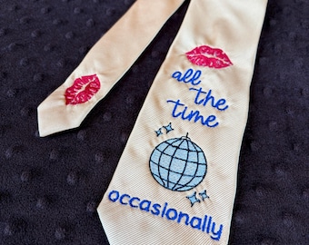 Embroidered Necktie for Concert Outfit - Together Together Harry Styles - Kiss Disco - KISSCO - Choose Tie Color