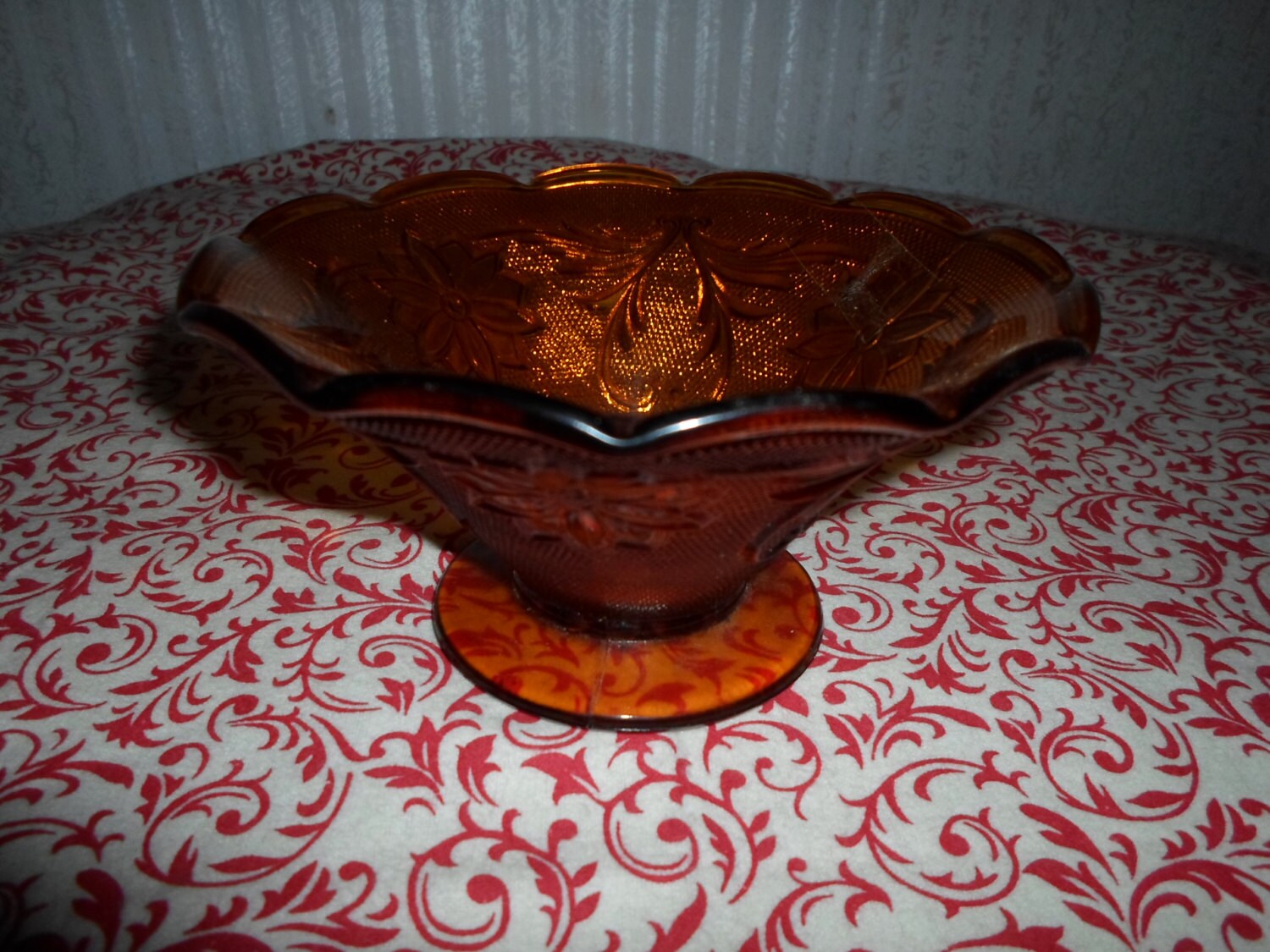 Vintage Amber Tiara Fluted Bowl Etsy