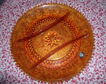 12 Inch Amber Tiara Divided Snack Plate