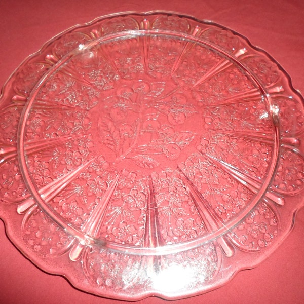 Antique Pink Glass Cake Plate Etsy