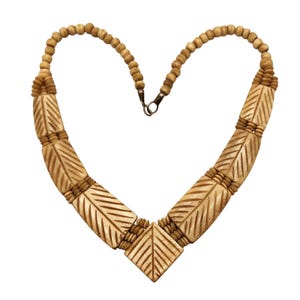 Vintage Bovine Bone Necklace | Hand Carved 1960s Boho Tribal Style Beads 18”