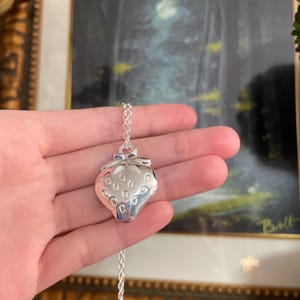 Silver Strawberry Locket Necklace