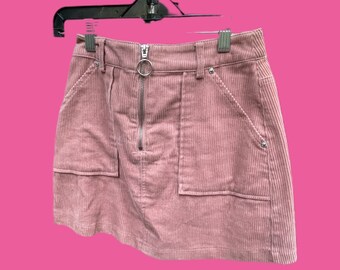hot pink cord skirt