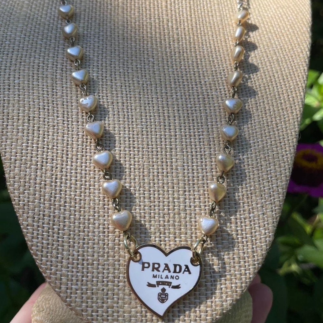 Prada heart necklace red cheap
