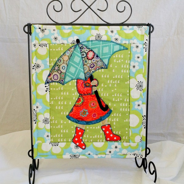 April Monthly Mini Quilt Pattern - Umbrella Quilt Pattern - Girl with Umbrella Quilt Pattern - Raining Quilt Pattern - PDF PATTERN