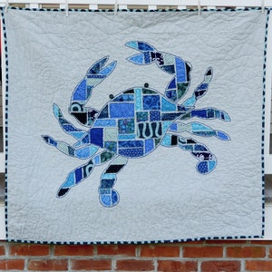 Crab Quilt Pattern - Raw Edge Applique - Chesapeake Bay Blue Crab - PATTERN