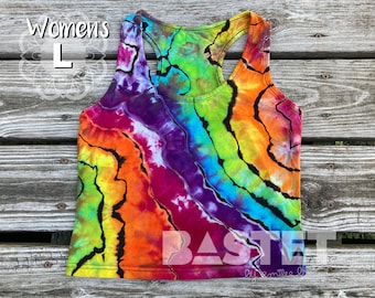 Large READY TO SHIP Reverse Rainbow Geode Ice Dye Crop Top