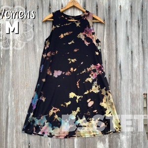 Medium (8-10) Ready to Ship, Watercolor Style Reverse Ice Dye Tie Dye Swing Dress with Pockets, Tie Dye Dress, Reverse Tie Dye Dresses