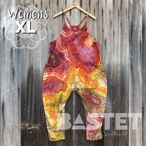 XL Ready To Ship, Watercolor Style Geode Ice Dye Tie Dye Women’s Harem Jumpsuit - Ceridwen, Tie Dye Overalls, Tie Dye Jumpsuit Women