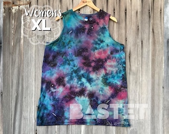 XL (16-18 ans) Prêt-à-partir, teint glacé inversé, robe t-shirt effet tie-dye galaxie, teint glacé, robe tie-Dye, teint glacé