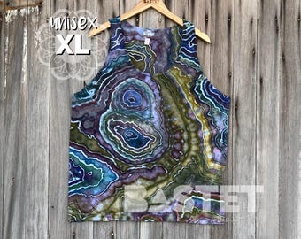 XL leveransklar Raven’s Wing geode-linne, hippielinne, isfärgad skjorta, tie dye-linne, tie dye-linne herr, geode tie dye-linne