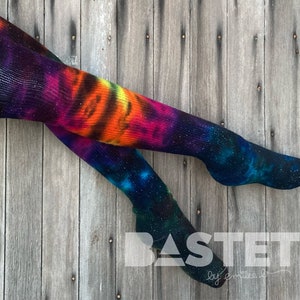 Ready to Ship, Spiral Galaxy Thigh Highs, Thigh Highs, Tie Dye Thigh High Socks, Festival Clothing, Galaxy Tie Dye, Over Knee Socks