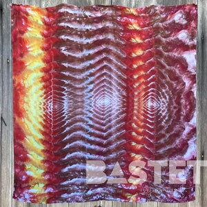 Ready to Ship, Watercolor Psychedelic Trails Ice Dye Tie Dye 50x50 Rayon Tapestry, Hippie Home Decor, Hand Dyed Wall Hanging, Art for Dorm