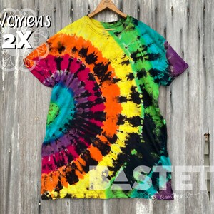 2X (20) Ready to Ship, Reverse Tie Dye Rainbow T-Shirt Dress, Rainbow Tie Dye Dress, Boho Rainbow Dress, Hippie Tie Dye Dress
