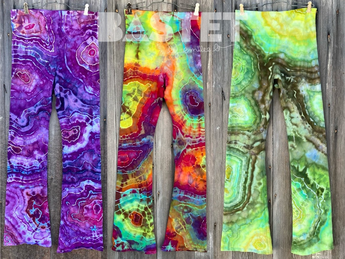 Tie Dye Cargo Pants Size 34 Festival Hippie Colorful Cotton Pockets Unique