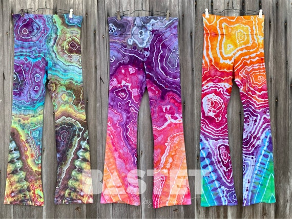 CUSTOM Watercolor Style Geode Ice Dye Tie Dye Flare Yoga Pants Flared  Leggings Extra Small 2X Xs Small Medium Large Xl Xxl 2X 