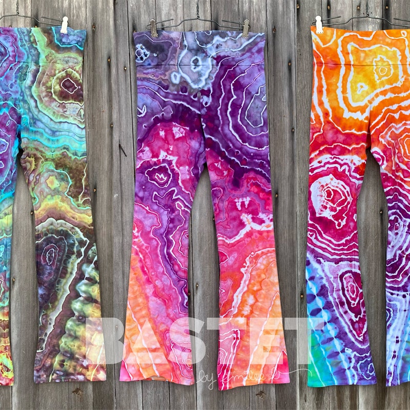 Women's Tie Dye Print Yoga Pants -  Crystal Marble Tie Dye