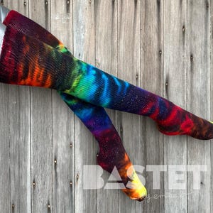 Ready to Ship, Rainbow Galaxy Thigh Highs, Thigh Highs, Tie Dye Thigh High Socks, Festival Clothing, Galaxy Tie Dye, Over Knee Socks