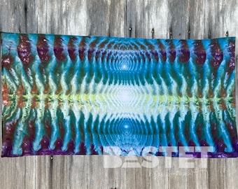 Ready to Ship, Plus Size Watercolor Psychedelic Trails Ice Dye Rayon Sarong, Tie Dye Tapestry, Hippie Beach Cover Up, Tie Dye Shawl