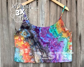 3X Ready to Ship, Watercolor Geode Ice Dye Womens Crop Cami - Ixchel, Tie Dye Crop Top, Womens Tie Dye, Geode Tie Dye