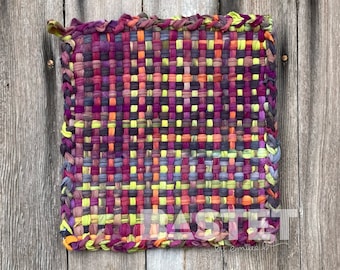 LISTO PARA ENVIAR Potholder tejido, camiseta reciclada, soporte de olla extra grande, salvamanteles tejido, cocina boho, casa hippie, regalo de inauguración de la casa boho