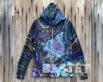 CUSTOM Tie Dye Ice Dye Raven's Wing Geode Zip or Pullover Hoodie