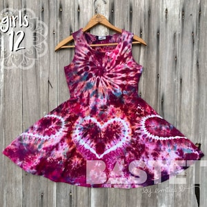 Mädchen Kleid Größe 12, Versandfertig, Aquarell Stil Ice Dye Tie Dye Rocker Tank Kleid, Mädchen Batiken Kleid, Batiken Kleid Mädchen