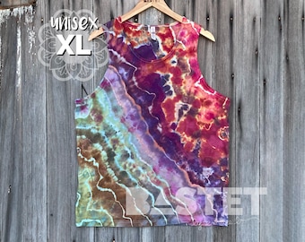 XL leveransklart linne i akvarellstil med geodemönster - turkisk agat, geode tie dye, isfärgad skjorta, tie dye linne, tie dye linne herr
