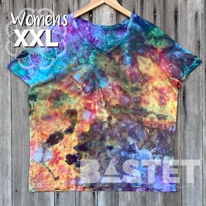 2X READY TO SHIP Watercolor Style v-Neck Tee - Ixchel, Womens Tie Dye, Tie Dye v Neck t Shirt Women, Tie Dye v Neck, One of a Kind Tie Dye