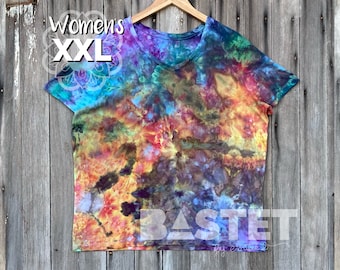 2X すぐに発送可能 水彩画風 V ネック T シャツ - Ixchel、レディース タイダイ、タイダイ V ネック T シャツ レディース、タイダイ V ネック、ユニークなタイダイ