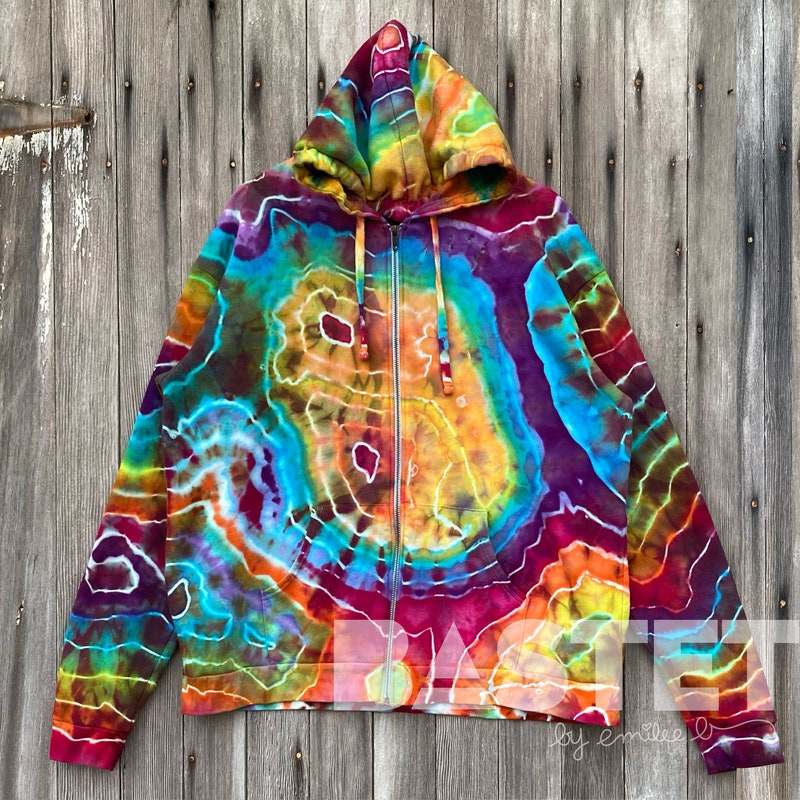 Rainbow Tie Dye Men's Zip Up Hoodie