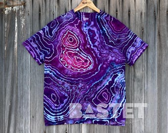 ANPASSAD Lila Geode-skjorta eller linne med tie dye-mönster, Xs, Small, Medium, Large, XL, 2X, 3X, 4X, 5X, 6X, Tillverkad på beställning, tie dye-skjorta, present till mamma
