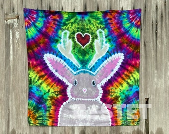 VERSANDFERTIG Jackalope Tie Dye Mini-Viskose-Tapisserie 92 cm x 92 cm