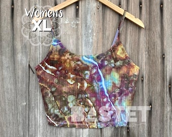 XL Ready to Ship, Watercolor Geode Ice Dye Womens Crop Cami - Ilmatar, Tie Dye Crop Top, Womens Tie Dye, Geode Tie Dye