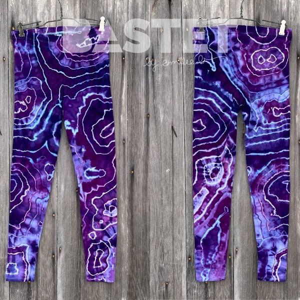 Tie Dye Fractal Leggings Blue
