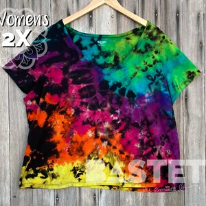 2X READY TO SHIP Reverse Tie Dye Women’s V-Neck Tee - Rainbow