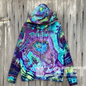 CUSTOM Tie Dye Ice Dye Cool Geode Zip or Pullover Hoodie, Small, Medium, Large, XL, 2X, 3X, Gift for Crystal Lovers, Tie Dye Sweatshirt