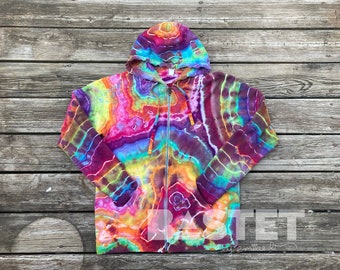 CUSTOM Tie Dye Ice Dye Rainbow Geode Zip or Pullover Hoodie, Small, Medium, Large, XL, 2X, 3X, Tie Dye for Pride, Coming Out Gift