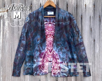 Medium READY TO SHIP Tie Dye Mandala Old Navy Shawl Collar Open Front Sweater