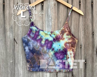 Large Ready to Ship, Watercolor Geode Ice Dye Womens Crop Cami - Kichijoten, Tie Dye Crop Top, Womens Tie Dye, Geode Tie Dye