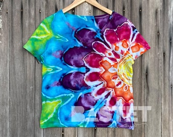 CUSTOM Tie Dye Mandala Shirt, Damen entspanntes T-Shirt, Xs, Small, Medium, Large, Xl, Xxl, 2X, 3X, 4X, Plus Size Tie Dye, Boho Plus Size