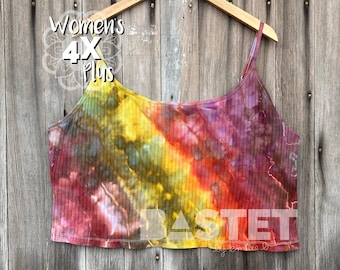 4X Ready to Ship, Watercolor Geode Ice Dye Womens Crop Cami - Ceridwen, Tie Dye Crop Top, Womens Tie Dye, Geode Tie Dye