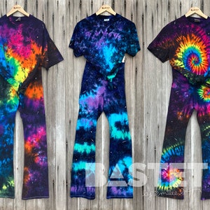 CUSTOM Galaxy Tie Dye Matching Set, Tie Dye Yoga Pants and Matching Shirt, Flared Leggings, Extra Small, Small, Medium, Large, XL, 2X