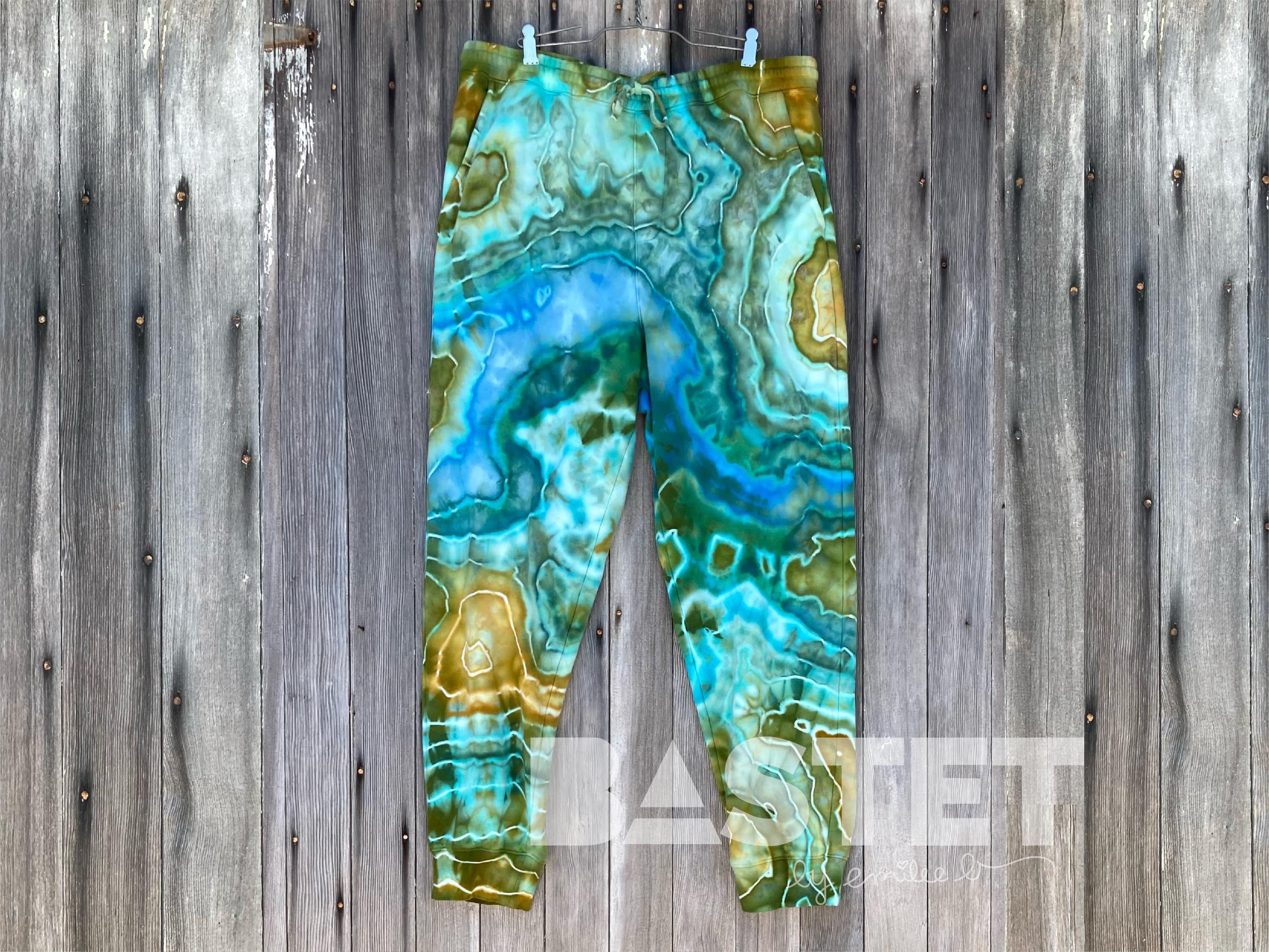 CUSTOM Tie Dye Ice Dye Geode Fleece Joggers, XS, Small, Medium, Large, XL, 2X, Geode Tie Dye Sweatpants, Gift for Crystal Lover