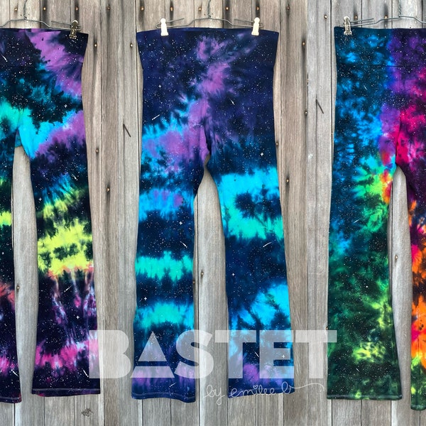 CUSTOM Galaxy Tie Dye Yoga Pants for Women, Flared Leggings, XS, Small, Medium, Large, XL, 2X, Gift for Stargazer, Women’s Hippie Pants